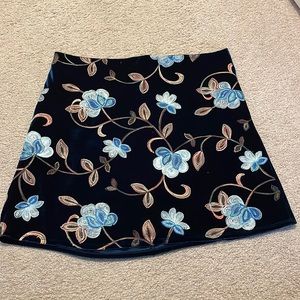 Francesca’s Velvet Floral Navy Skirt - NWT